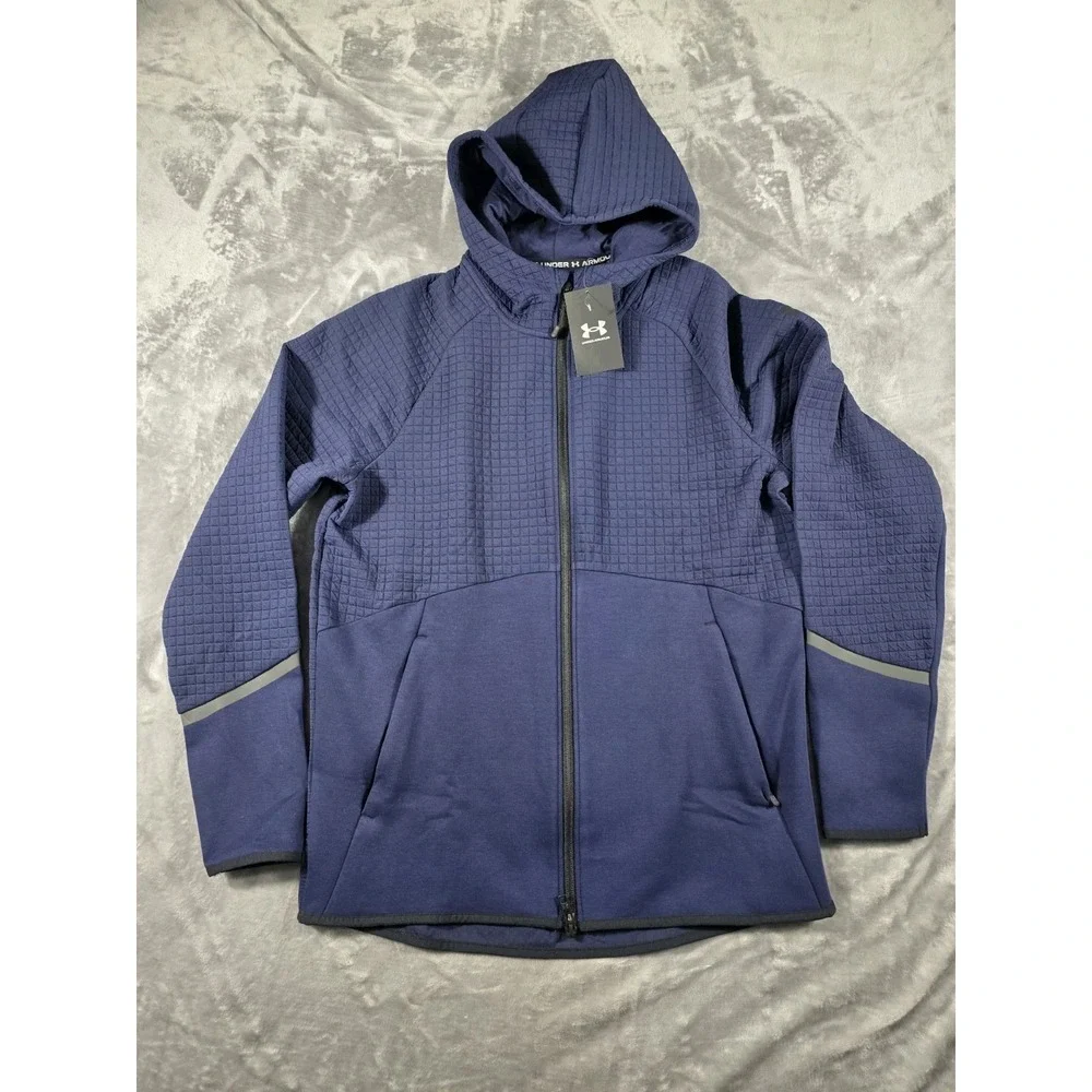 NWT Under Armour Unstoppable Tech Fleece Grid Full‎ Zip Hoodie Jacket Mens Small
